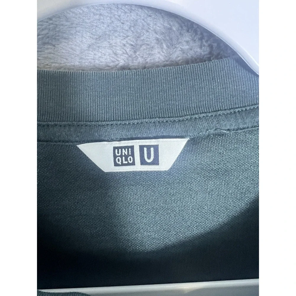 Uniqlo U AIRism Cotton Oversized Crew Neck T-Shirt XL Green 341-444999 Mens
